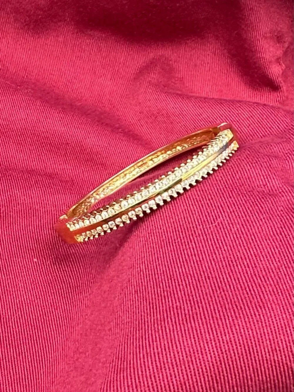 VTG Roman Gold-Tone Crystal Hinged Bracelet